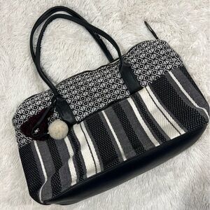 Anthropologie Mercado Global black & Cream Woven Tote Bag